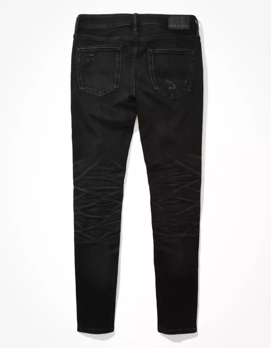 Jean American Eagle AE AirFlexPatched Mince Noir Homme | MFK-06674639